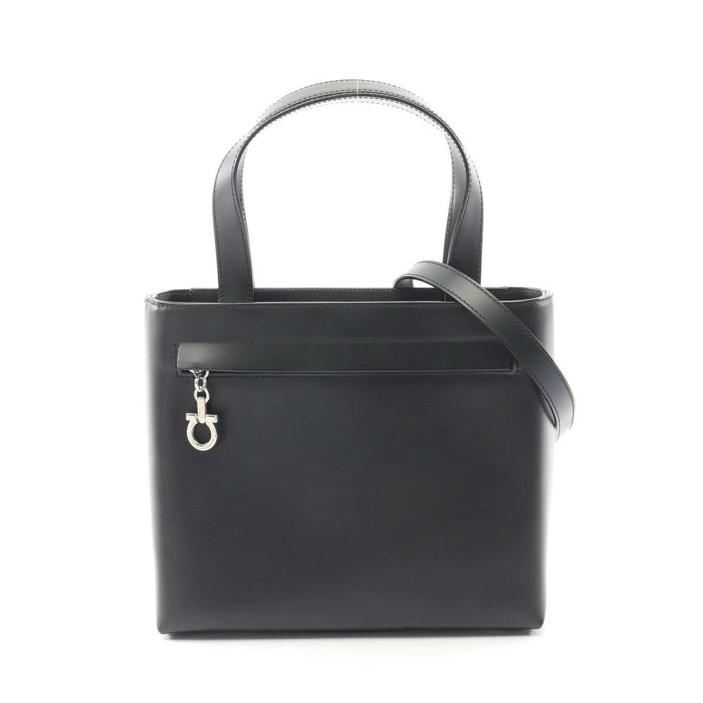 Salvatore Ferragamo Gancini Leather Shoulder Bag Black